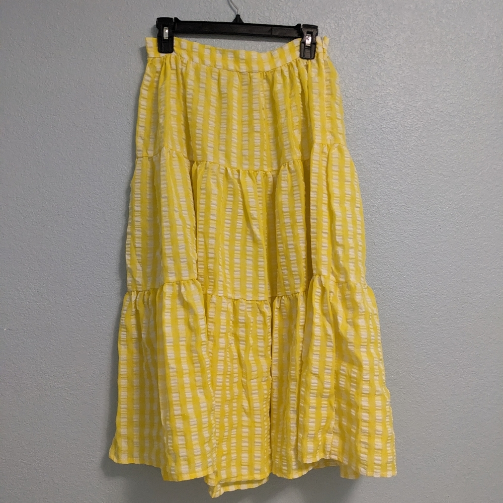 SHEIN Three Tiered Gingham Midi Skirt